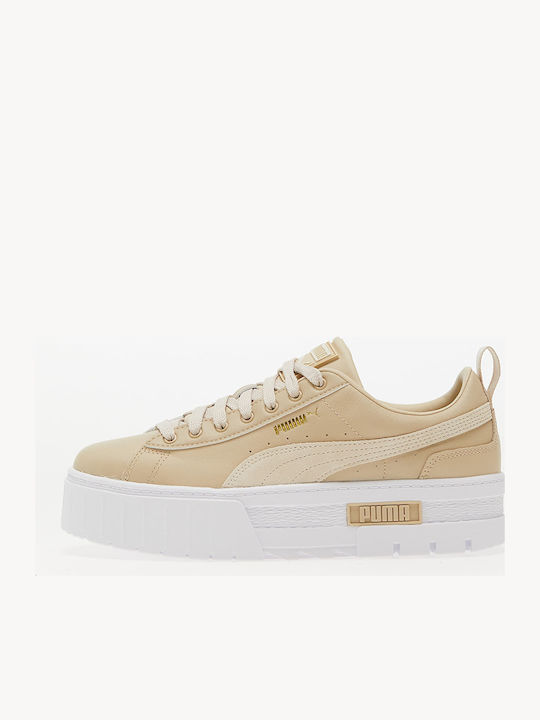 Mayze Lth Women's Flatforms Sneakers Beige