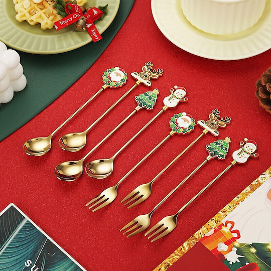 Set Christmas Cutlery Multicolored L19.5xW16xD2cm. 4pcs