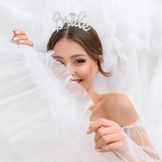 Bride's Headband Flippy Bride Model Crystals One Size 12.5 X 14.5 Cm White