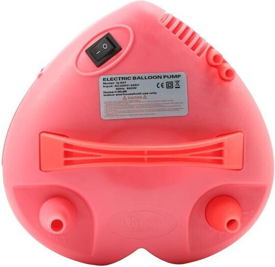 Pompă Electrică de Umflare Baloane 600 W Duze Duble de Umflare în Formă de Inimă Plastic Roșu