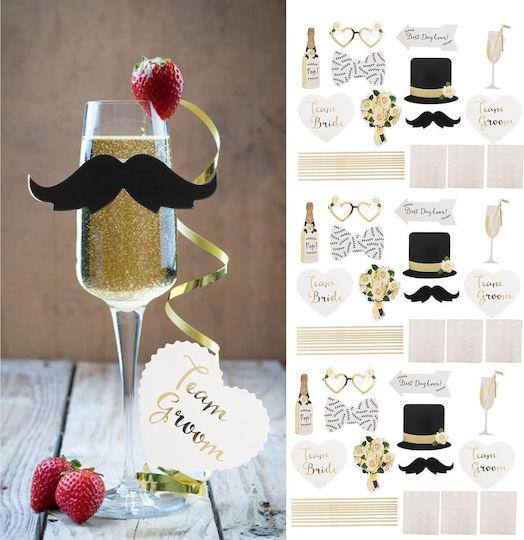 Set 10 Party Accessories Flippy Photo Corner Props Bride Groom Design Wedding Theme Multicolor