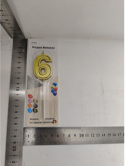 Kuchenkerze Nummer 6 Flippy 4,8 cm Geburtstag Gold