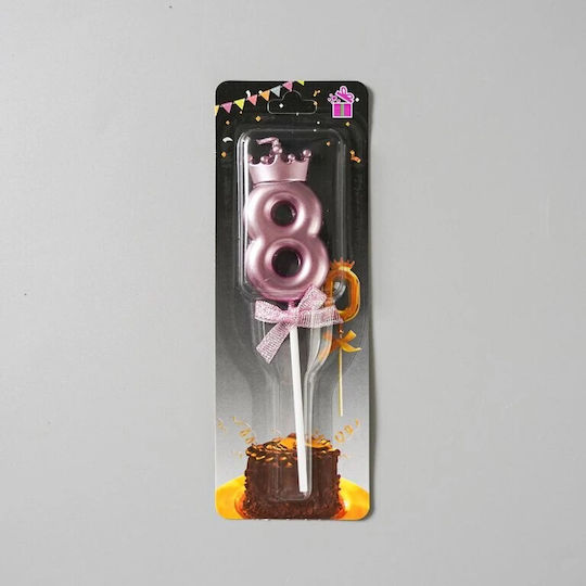 Nummer 8 Kerze Flippy Krone Schleifen Design Kuchen 6 X 2,5 Cm Lila