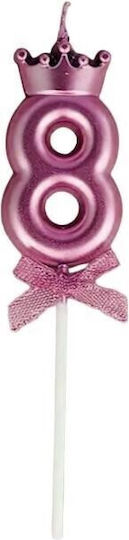 Nummer 8 Kerze Flippy Krone Schleifen Design Kuchen 6 X 2,5 Cm Lila