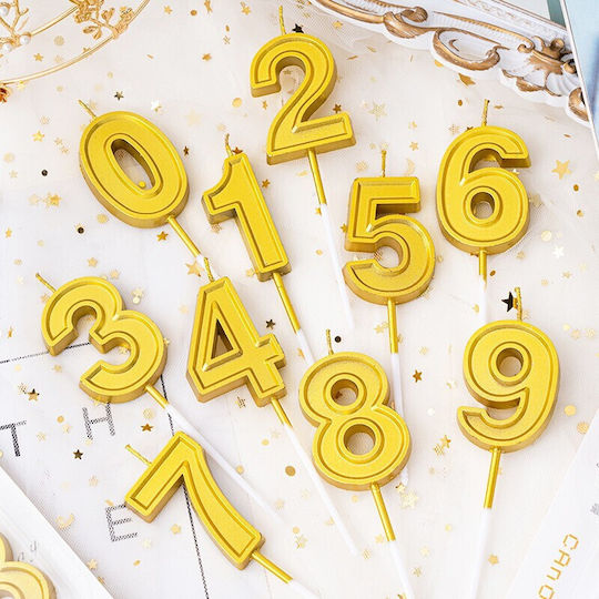 Cake Candle Number 0 Flippy 4.8 Cm Birthday Gold