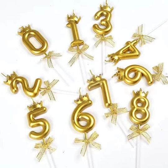 Kuchenkerze Nummer 0 Krone Modell Gold Flippy Party