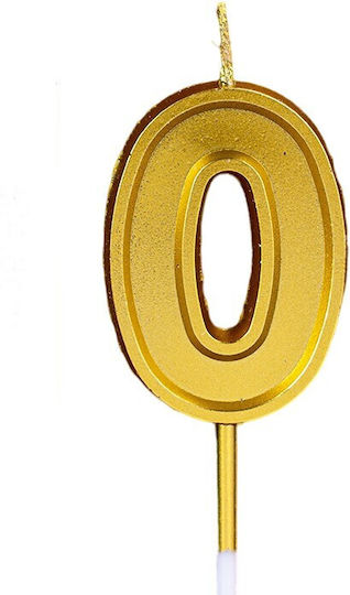Cake Candle Number 0 Flippy 4.8 Cm Birthday Gold