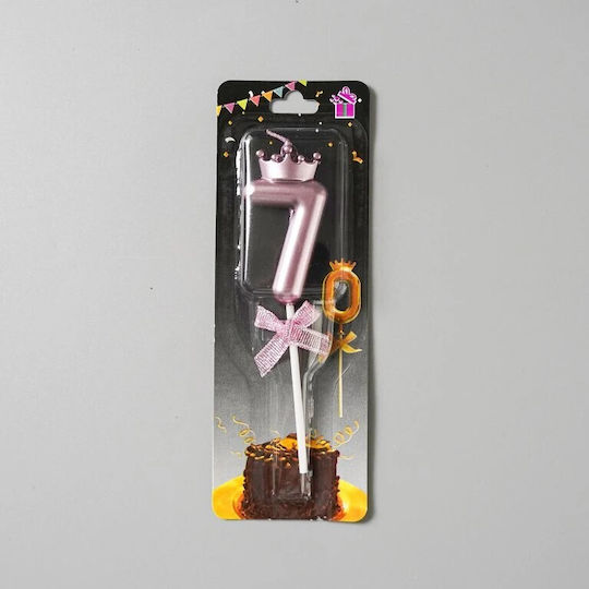 Nummer 7 Kerze Flippy Krone Schleifen-Design Kuchen 6 X 2,5 Cm Lila