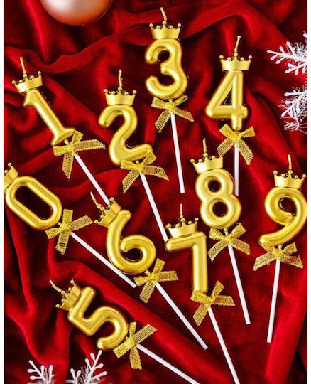 Cake Birthday Candle Number 6 Crown Design Gold Flippy Party