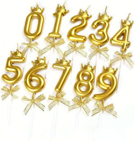 Kuchenkerze Nummer 7 Kronen-Design Gold Flippy Party