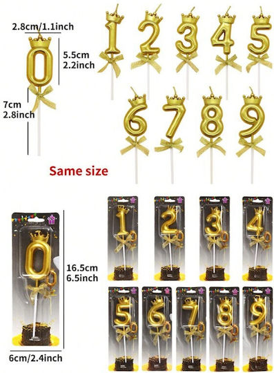 Kuchenkerze Nummer 7 Kronen-Design Gold Flippy Party