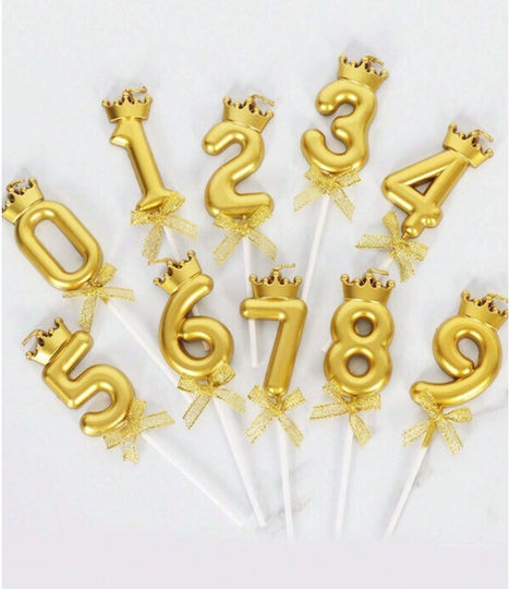 Kuchenkerze Nummer 0 Krone Modell Gold Flippy Party