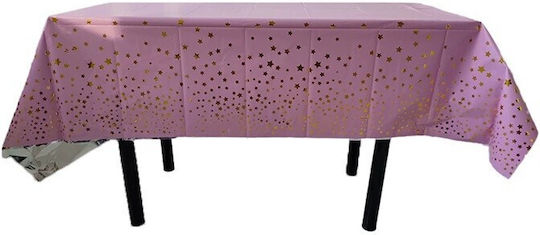 Tablecloth Flippy Foil Gold Stars Print Waterproof 137 X 274 Cm Pink