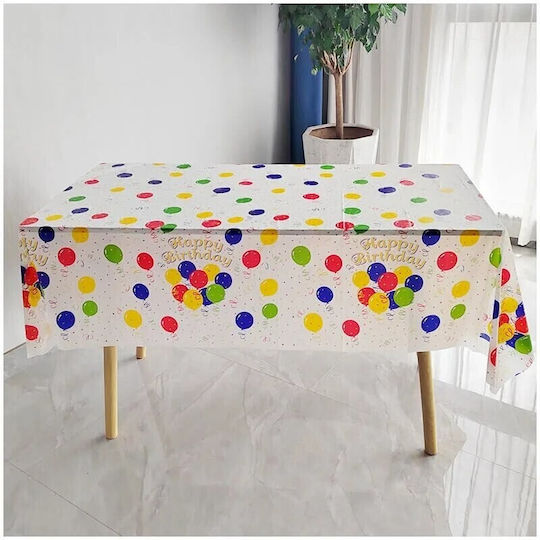 Husă De Masă Flippy Din Peva Print Balon La Mulți Ani 137 X 274 Cm Impermeabilă Rezistentă La Pete Curățare Rapidă Multicoloră