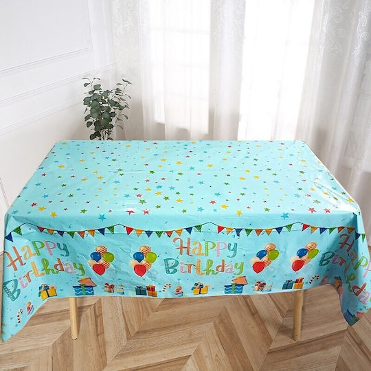 Tablecloth Flippy Foil Happy Birthday Balloon Print 137 X 183 Cm Blue