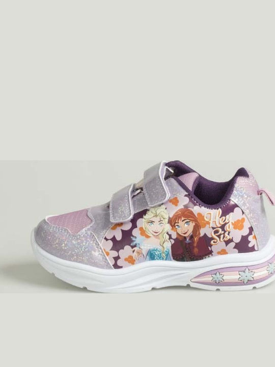 Kids Sneakers with Hoop & Loop Closure and Lights Purple