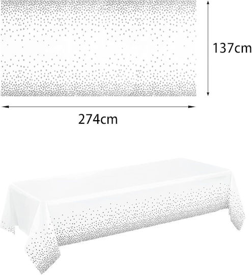 Husă De Masă Flippy Din Peva Cu Imprimeu Cu Buline 137 X 274 Cm Rezistentă La Apă Și Pete Curățare Rapidă Gri