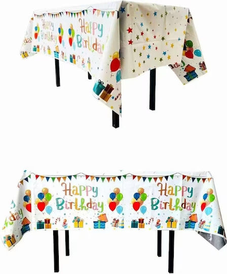 Tablecloth Flippy Foil Happy Birthday Balloon Print 137 X 183 Cm White