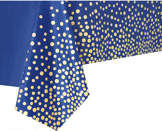 Husă De Masă Pentru Petreceri Flippy Din Peva Aurie Cu Buline Imprimat 137 X 274 Cm Rezistentă La Apă Și Pete Curățare Rapidă Albastru Închis