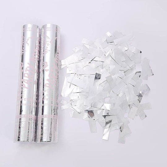 Tub Confetti Flippy Party Popper 30x5 Cm Confetti Lucioase Rezistente la Foc Eliberare Prin Răsucire Argintii