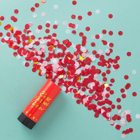 Tun Confetti Flippy Best Wishes 11 X 4 Cm Design Din Hârtie Și Folie Cu Buline Roșii