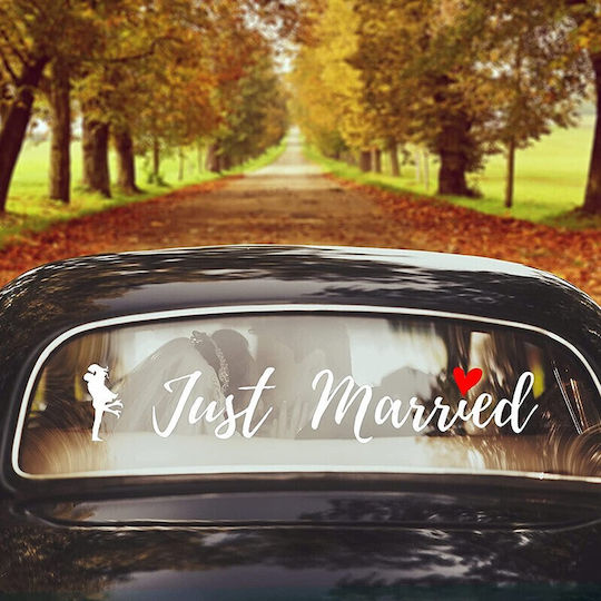 Sticker Klebefläche Flippy Hochzeitsdekorationen Liebhaber Design Just Married Text 50x11.5 Cm Weiß