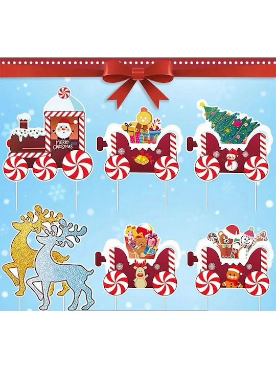 Weihnachtsdekoration Flippy Garten Zug Typ 7 Figuren + Erdspieße Kunststoff Wasserdicht Joy Noel Rentier Modell Mehrfarbig