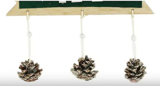 Decorațiune Din Lemn De Crăciun Model Flippy Litere De Crăciun Conuri Suspendate Inima 25x9 Cm Copac Ușă Verde Argintiu