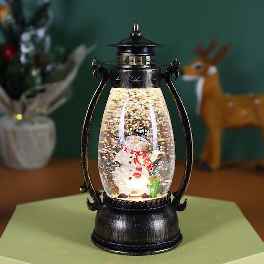 Crăciun Plastic Lampion Negru Baterie 14x7cm.