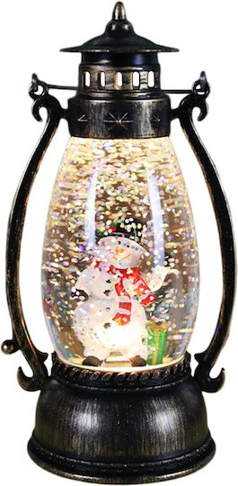 Crăciun Plastic Lampion Negru Baterie 14x7cm.