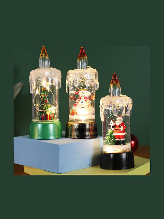 Crăciun Sticlos Lampion Roșu Baterie 13x5cm.