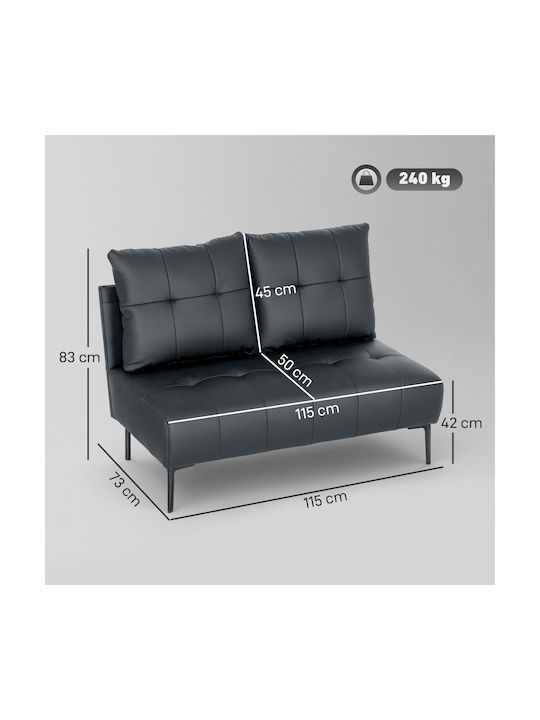 Cu două locuri Canapea Piele ecologică Negru 115x73x83cm.