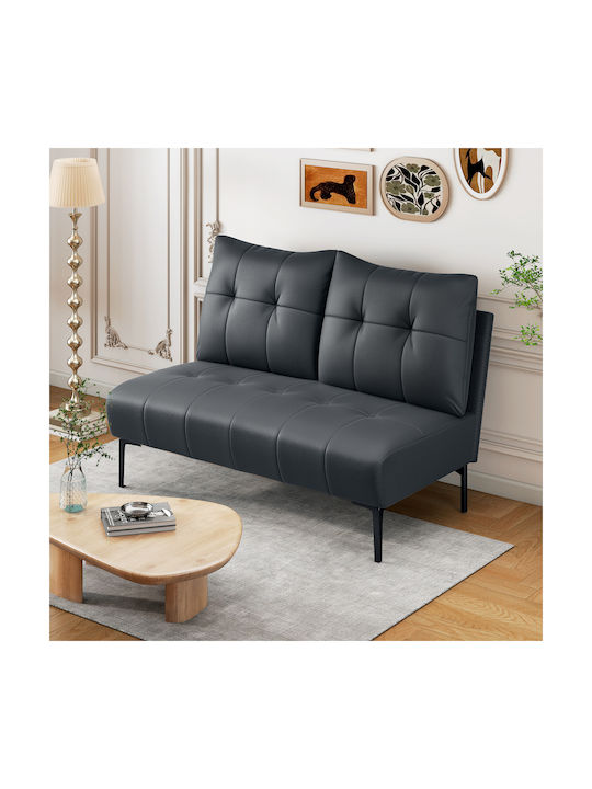 Cu două locuri Canapea Piele ecologică Negru 115x73x83cm.