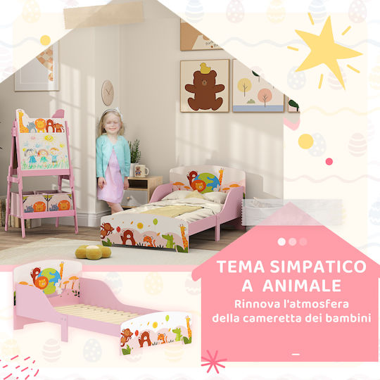 Pat pentru Copii Clasic Single Pink pentru Saltea 70x140cm