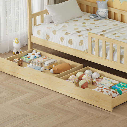 Phyllis Kids Bed Montessori Single with Storage Space Beige for Mattress 90x190cm