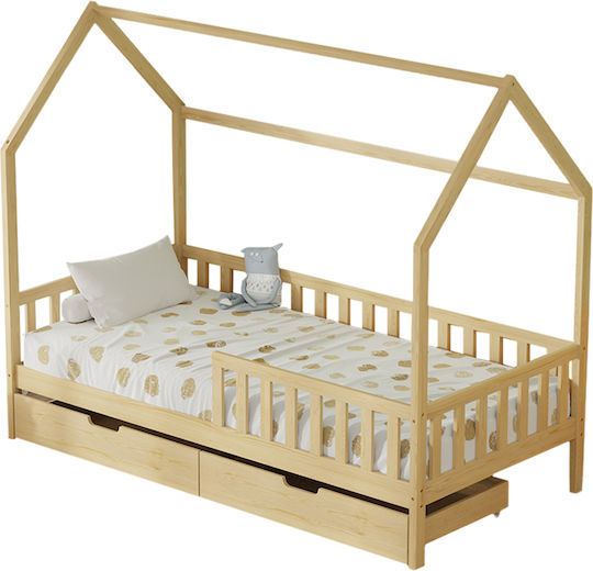 Phyllis Kids Bed Montessori Single with Storage Space Beige for Mattress 90x190cm