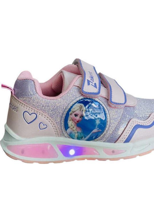 Παιδικά Sneakers με Σκρατς & Φωτάκια Ροζ
