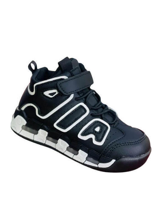 Kids Sneakers High with Scratch & Lights Black