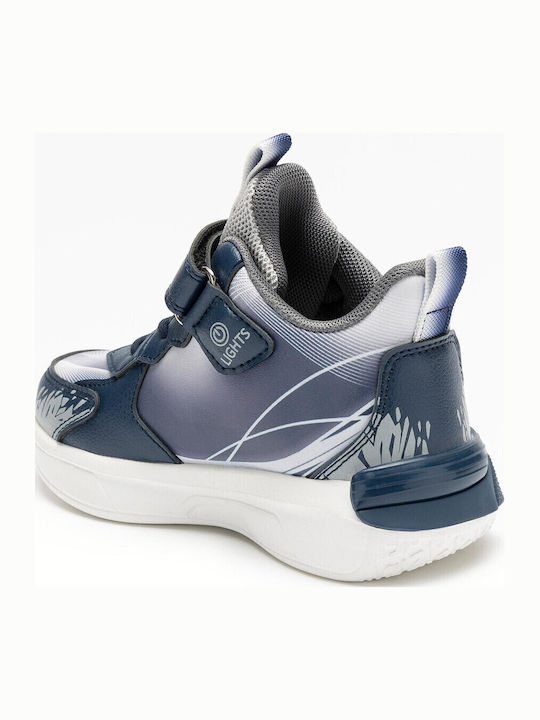 T-rex Παιδικά Sneakers High με Σκρατς & Φωτάκια Μπλε