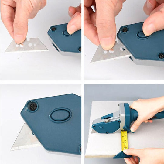 Unealtă Manuală Diy Flippy Cuțite Pentru Tăierea Hârtiei Măsură Încorporată Bandă Tăiere Gips Carton 23x7 Cm Albastru
