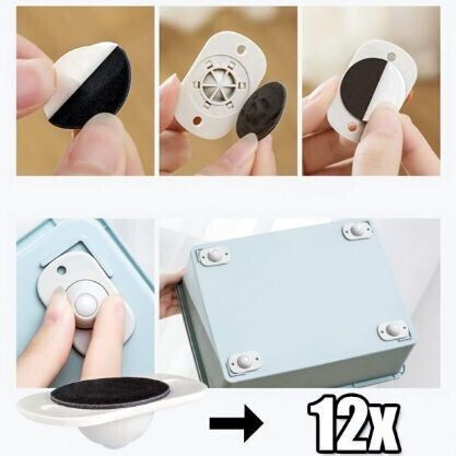 Set 16 Roți Universale Autocolante Flippy Mobilier Rotativ 360 De Grade Ușor De Instalată Abs 4.5x2.8x1.4 Cm Albe