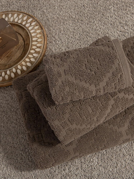 Nef-Nef Homeware Πετσέτα Χεριών Romian 30x50εκ. Mocca Βάρους 550gr/m²