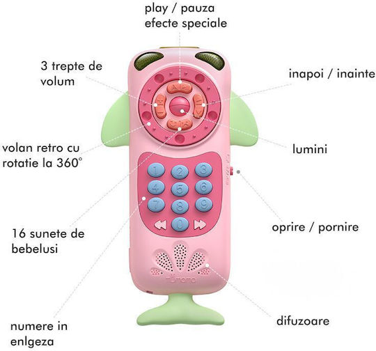 Tumama Kids Jucărie Telefon cu Muzică, Lumină și Sunete pentru 18++ Luni