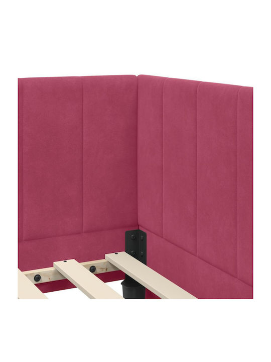 Einzelbett Mit Samt Rot Mit Lattenrost & Matratze 90x190cm