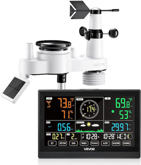 Vevor 7-in-1 Kabellose Wetterstation Innen Außen Sensor 7,5 Zoll Display