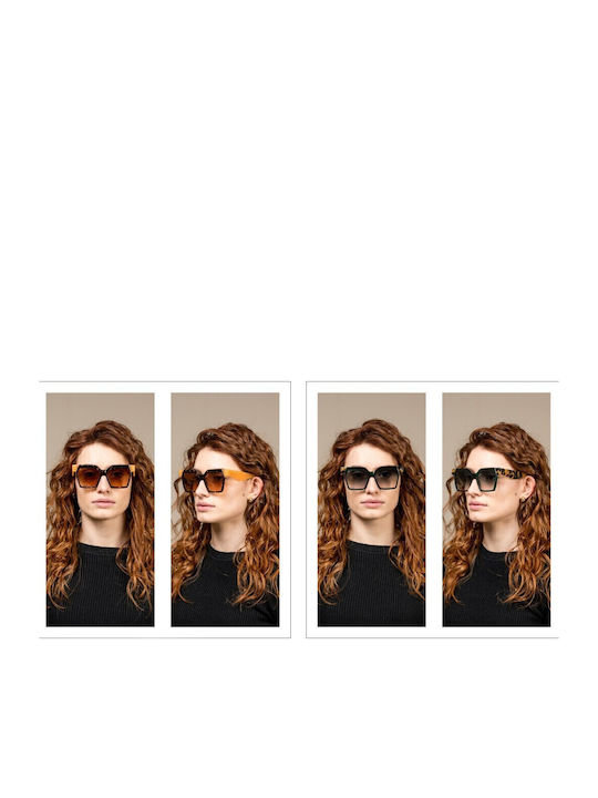 Kyme Women's Sunglasses with Brown Tartaruga Plastic Frame and Brown Gradient Lens