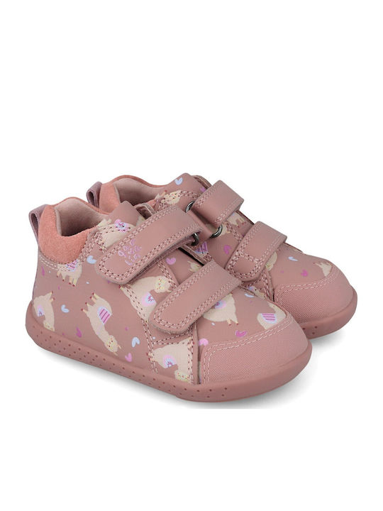 Anatomisch Lederne Kinderstiefeletten mit Klettverschluss Rosa