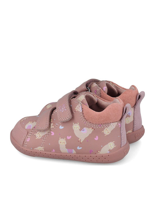 Anatomisch Lederne Kinderstiefeletten mit Klettverschluss Rosa