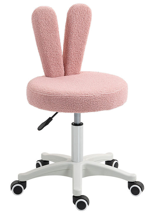 HomCom Office Chair with Adjustable Arms Pink Teddy