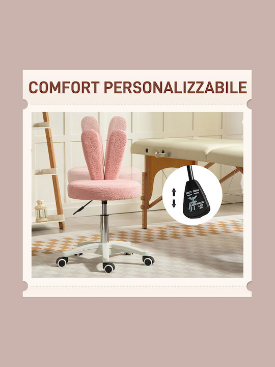 HomCom Office Chair with Adjustable Arms Pink Teddy